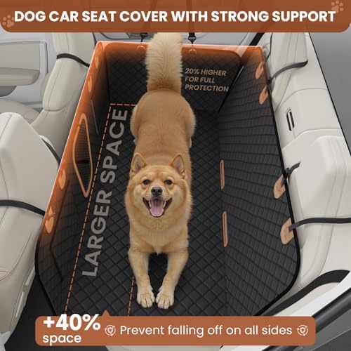 A-Pce 2025 Upgraded 600D Oxford Dog Car Seat Cover for Pets, Waterproof Scratch Resistant Nonslip Back Seat Protector, Heavy Duty Durable Pet Travel Hammock for Sedan SUV, Black - Image 2