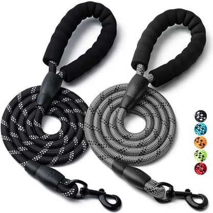 2 Pack Dog Leash, Heavy Duty Nylon Rope Pet Leashes(4FT-1/2,Black/Grey) by BOOMIBOO