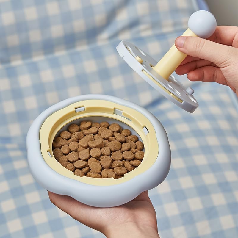 Cat Treat Dispenser Toy, Interactive Tumbler Puzzle for Indoor Cats (Blue) - Image 2