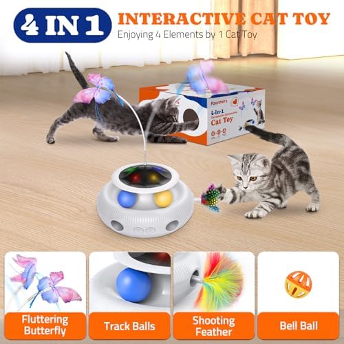 Pawtners Cat Toys, Automatic Interactive Kitten Toys for Indoor Cats, White - Image 5