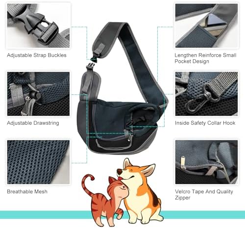 Dog Sling Carrier for Pooch Doggy Yorkie Chihuahua Baby, Travel Front Backpack Chest Body Holder Pack to Wear, Large, Black - Image 2