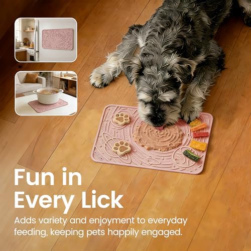 OHMO Lick Mat for Dogs&Cats, Space Pattern, 6×10", 2pcs, Sage Green&Coral - Image 4