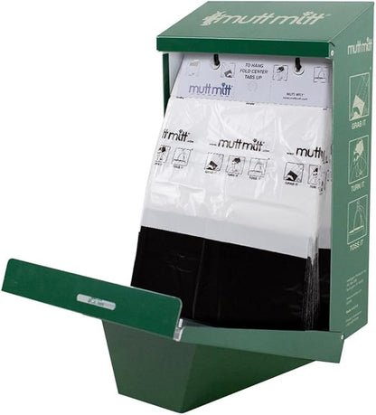 Mutt Mitt® 100 White & Black 2-Ply Dog Waste Bags on 1 Dog Waste Bag Station Header - 300% Thicker than mini roll dog waste bags - no more warm & yuck feeling