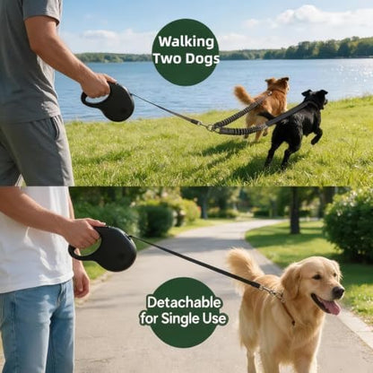 13.5 FT Dual Retractable Dog Leash(Up to 33 LBs Each)+Poop Bags&Holder - Image 5