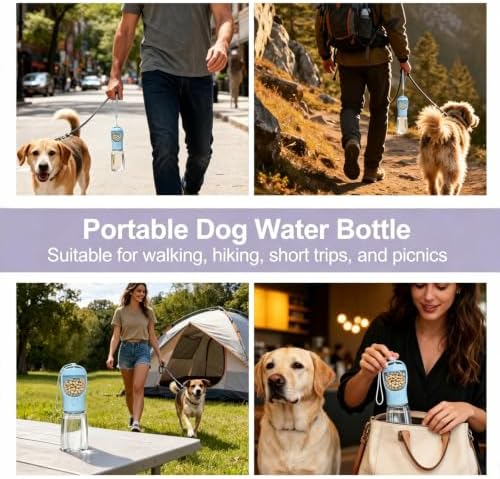 Portable Dog Water Bottle with Food Container, Drinking Bottle for Travel - Image 7