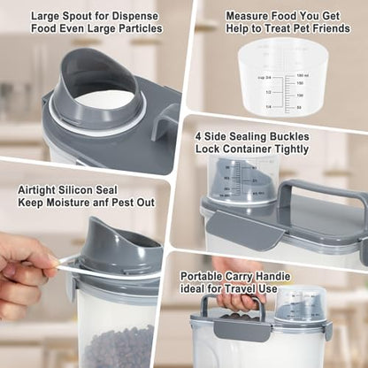 Dog Cat Food Storage Container with Cup (Dark Gray, 5L) - Image 4