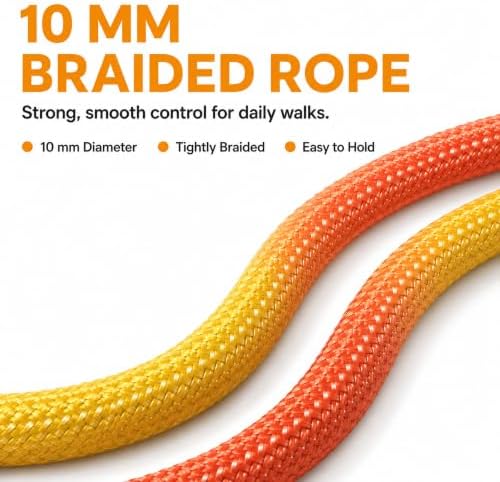 Hands Free Dog Leash, Double Handle Leash 6.5FT Yellow-Orange - Image 7