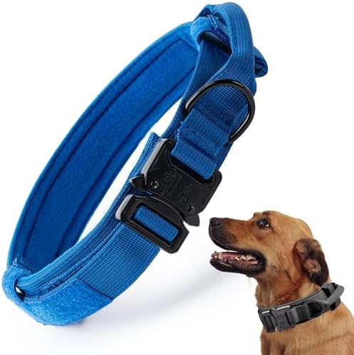 Tactical Dog Collar, Adjustable Military Training Nylon Collar, Dark Blue S by CADONO