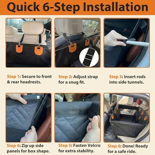 Large Dog Car Seat, Upgraded PU Leather Back Seat Extender with Hard Bottom, Waterproof Pet Car Seat Cover for Medium Sized Dog, Pet Hammock for Cars, SUVs, Trucks - Image 7