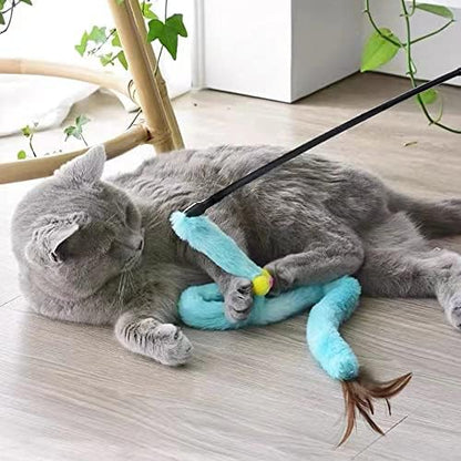 Cat Toys for Indoor Toys,Rainbow Cat Wand Toys,Feather Flips Plush Ball Cat Toys,Interactive Feather Toy for Teaser Play and Chase Exercise with Kitten 3 Pack (Pack 3) - Image 6