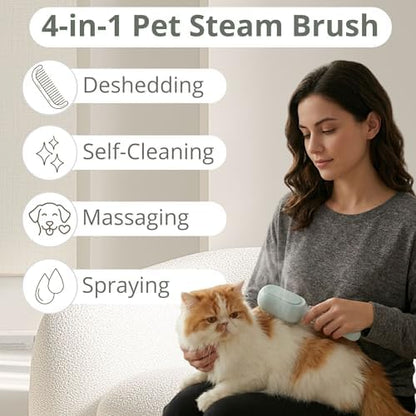 Cat Steam Brush - Cat Hair Brush For Shedding - Deshedding Brushes For Dogs - Cat And Dog Grooming Supplies - Slicker Brush For Dogs Short Hair - Cats Deshedding Comb SELFCLEANING, 4 IN 1, SOFT STEAM - Image 2
