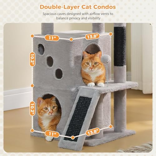 PETEPELA Kitten Cat Tree, 34.6" Small Cat Tower with Ramp & Toys, Black - Image 3