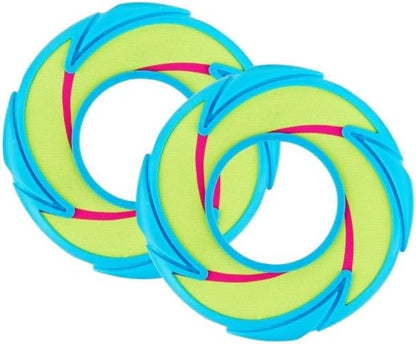 Neon Fetch and Play Buddy Dog Toy - Soft Dog Frisbee, Glow in The Dark Flying Disc, Lightweight Durable Fetch Toy. (Pack of 2)