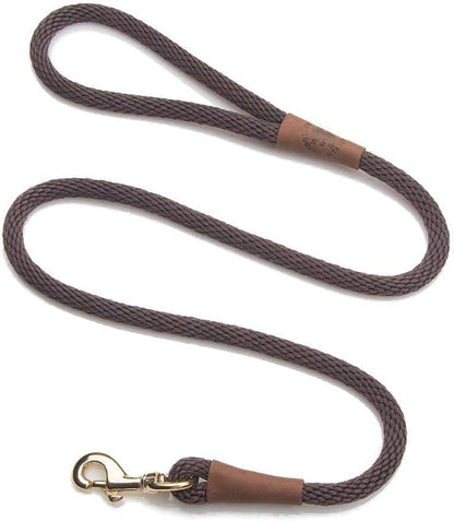 Mendota Pet Snap Leash - British-Style Braided Dog Lead, Made in The USA - Brown, 1/2 in x 6 ft - for Large Breeds