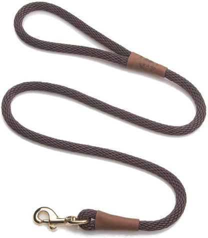 Mendota Pet Snap Leash - British-Style Braided Dog Lead, Made in The USA - Brown, 1/2 in x 4 ft - for Large Breeds