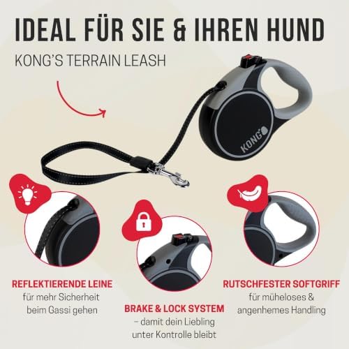 Alcott Kong Terrain Retractable Dog Leash, Large, Blue, 16' Long - Image 2