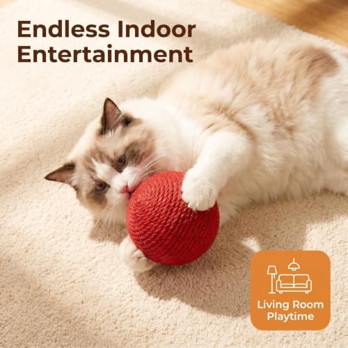4-Inch Sisal Cat Toy Balls, Cat Toys for Indoor Cats, With Crinkle Sound - Image 2