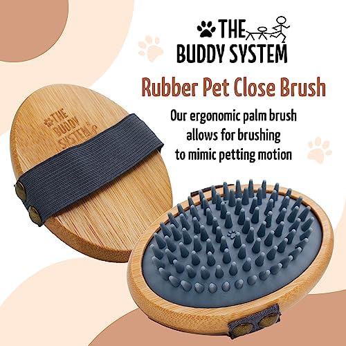 The Buddy System - Pet Close Brush, Oval Palm Brush with Rubber Bristles - Image 2