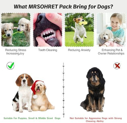 MRSOHRET 20Pcs Puppy Chew Toys for Teething, Dog Chew Toys with Rope Toys, Pet Dog Toothbrush, Treat Balls, Plush Toys and Squeaky Toy for Small Medium Dogs with Basket (20 Pack Elephant) - Image 3