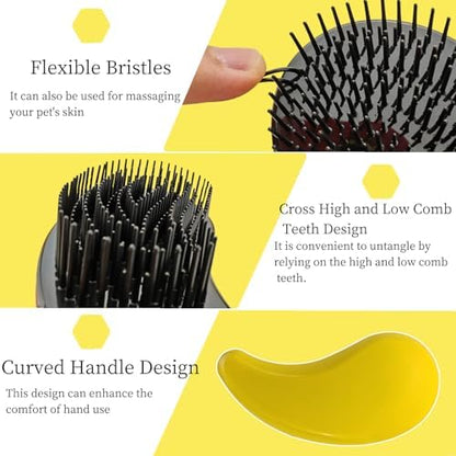Comma-Shaped Small Dog Brush, Puppy Essentials (Yellow) - Image 3