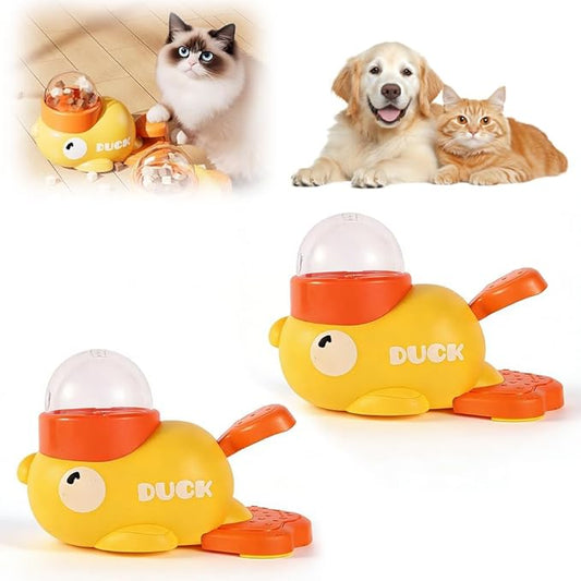 Dog Interactive Treat Dispenser, 2026 New Yellow Duck Cat Treat Dispenser, Interactive Dog Food Dispenser with Button, Dog Slow Feeder Prevents Bloating for Small & Large Cats Dogs (2Pcs)