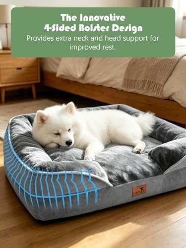 Spotted Play Orthopedic Dog Bed with Sides - Dog Sofa Beds for Small Dogs, Supportive Foam Pet Couch Bed with Washable Removable Cover, Waterproof Lining and Non-Slip Bottom, Grey - S - Image 5