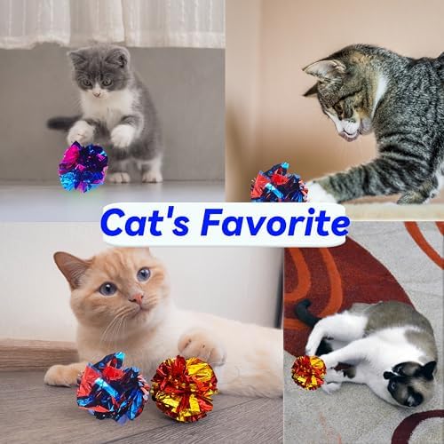 Cat Toys 20 Packs Interactive Crinkle Ball, 2.3 Inch Bright Colors Cat Ball Toys to Attract and Engage Cats, Promote a Healthy Lifestyle for All Breed Sizes Cats - Image 4