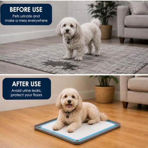 Silicone Pee Pad Holder for Dogs, 24 x 24 Inch Waterproof Non-Slip Pee Pad Tray with Raised Edge, Adjustable Slots Fit 21 to 25 Inch Pads, Reusable Floor Protector for Puppies - Image 6