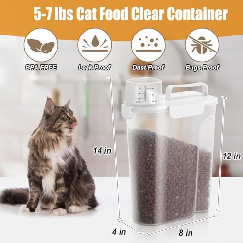 Dog Cat Food Storage Container with Cup (White, 5L) - Image 5