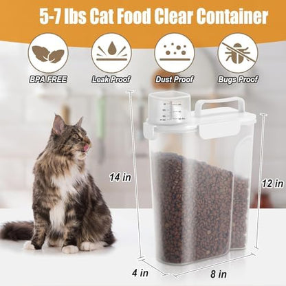 Dog Cat Food Storage Container with Cup (White, 5L) - Image 5