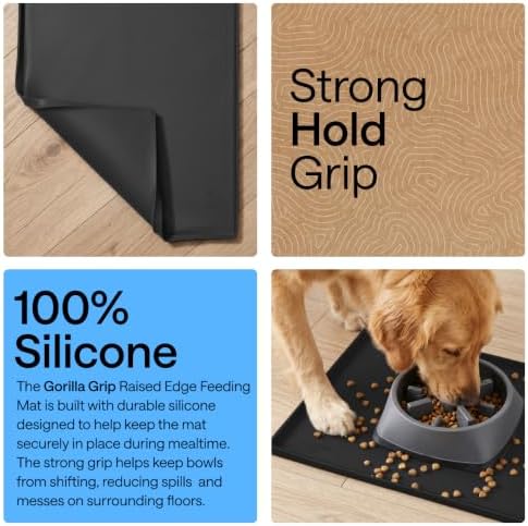 GORILLA GRIP Waterproof Dog Food Mat, Pet Feeding Placemat, 16x10 Black - Image 3