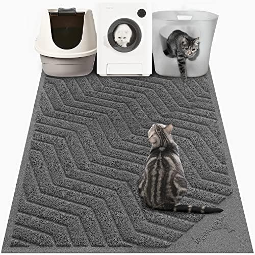 WePet Cat Litter Box Mat(No. 02-2), Kitty Premium PVC Pad, Durable Trapping Rug, Phthalate Free, Urine-Resistant, Scatter Control, XXL 47 x 36, Grey by WePet