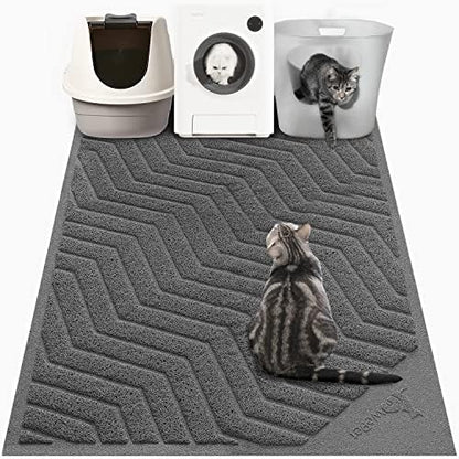 WePet Cat Litter Box Mat(No. 02-2), Kitty Premium PVC Pad, Durable Trapping Rug, Phthalate Free, Urine-Resistant, Scatter Control, XXL 47 x 36, Grey by WePet