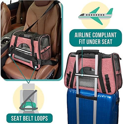 PetAmi Airline Approved Pet Carrier Cat Small Dogs, Small Heather White Red - Image 6