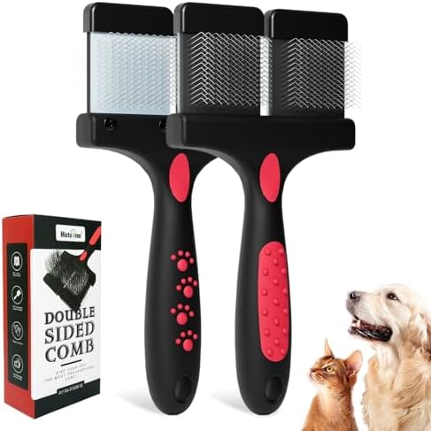 Dual Flexible Slicker Brush for Dogs&Cats Double-Sided Dog Brush by Histotree