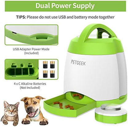 PETGEEK Automatic Dog Treat Dispenser with Button - Puzzle Memory Training Feeder, Pet Geek Button Treat Food Dispensing Toys Interactive, Iq Training Dog Feeder (Green) - Image 6