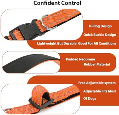 Reflective Dog Collar, Adjustable Nylon for Large Dogs,Orange - Image 4