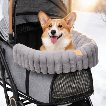 GTPLAYER Pet Stroller Mat, Plush Quilted Dog & Cat Stroller Liner Pad, Soft Flat Pad for Comfort and Stroller Protection for Outdoor Walks and Travel Comfort, Grey - Image 4