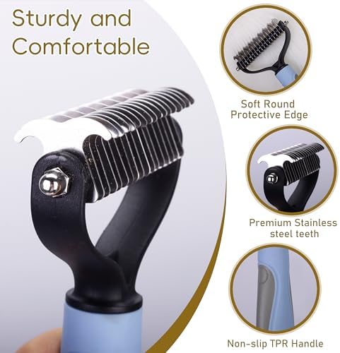 Cat & Dog Grooming Kit - Matted Fur Remover for Cats, Includes 4 Knotting Combs & 1 Pet Grooming Brush, Safe Cat Grooming Comb Set for Detangling - Image 2