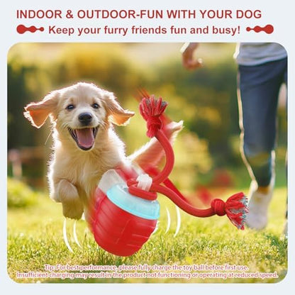 Interactive Dog Toy, [Newly Upgraded] Motion Activated Rolling Ball for Small Dogs, Automatic Moving Dogs Ball for Boredom, USB Rechargeable(Red) - Image 2