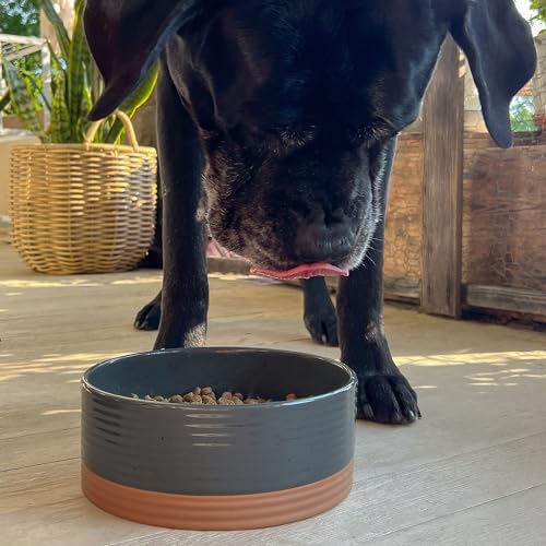 Mora Ceramic Pet Bowl - Large Food/Water Dish for Large Dogs, Cats, Great Dane, Mastiff - 50oz or 8 Cups - Basic Bowls - Charcoal - Image 7