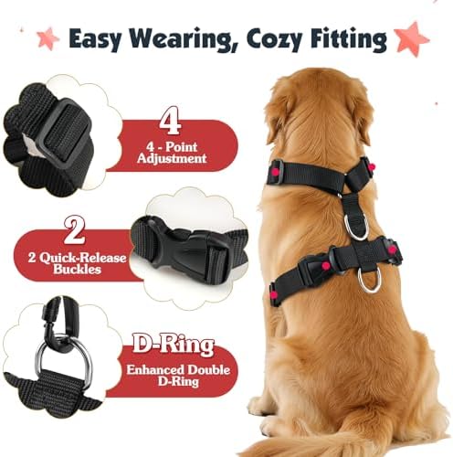 Pawaboo Dog Seat Belt Harness for Car, Seatbelt Harness with 2 in 1 Buckle - Image 5