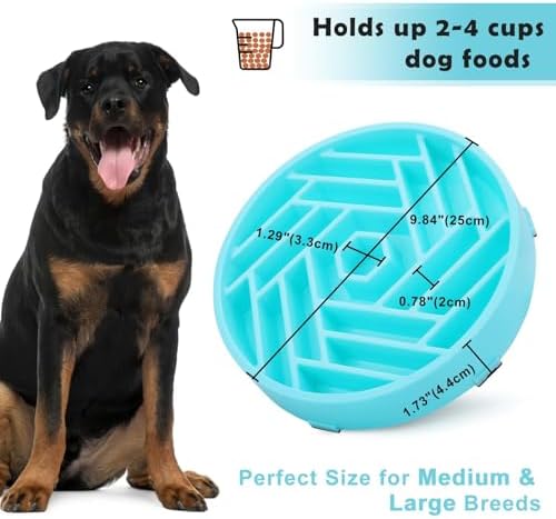 TOBYTO Slow Feeder Dog Bowls Large Medium Breed,Anti-Choking Slow Eating Dog Food Bowl,Non Slip Pet Slower Food Feeding Bowls Large Puzzle Slow Feeder Bloat Stop Maze Dog Dishes,Blue - Image 5
