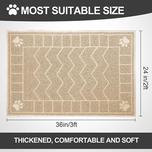 Cat Litter Box Mat, 35" x 24" Large Waterproof Litter Trapping Mat - Image 2