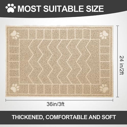 Cat Litter Box Mat, 35" x 24" Large Waterproof Litter Trapping Mat - Image 2