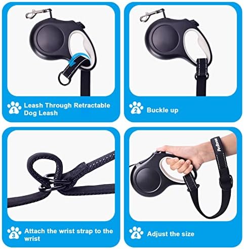 PetBonus 2-Pack Short Dog Leash, Safety Wrist Strap for Retractable Leash - Image 5