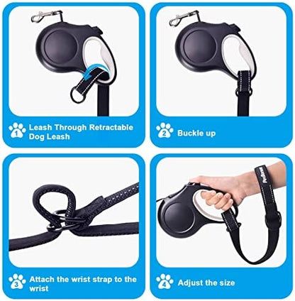 PetBonus 2-Pack Short Dog Leash, Safety Wrist Strap for Retractable Leash - Image 5