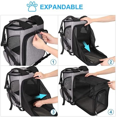 HALOVIE Pet Carrier Backpack Expandable for Cats Dogs Under 18 LB, Breathable Mesh Cat Backpack Carrier Bag, Foldable Dog Backpack Carrier for Small Dogs Rabbits Puppies - Image 4