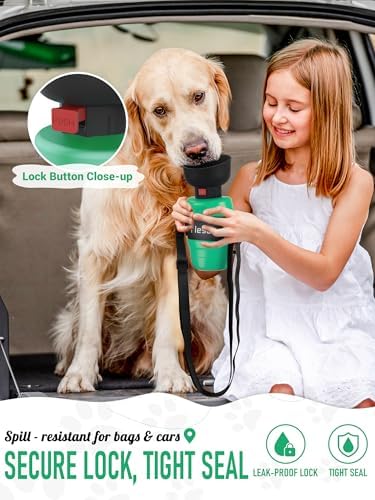 lesotc Dog Water Bottle Portable, 28oz Portable Dog Water Bottle with Bowl, Leak Proof Travel Bowl Dispenser for Dogs, One-Hand Squeeze Puppy Essentials for Walking, Hiking, Camping - Image 5