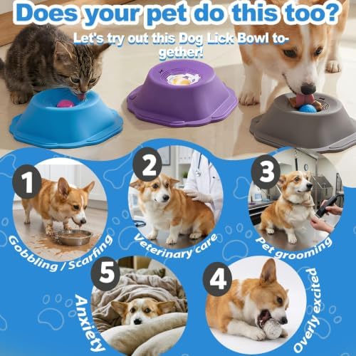 Dog Lick Toy, Licking Bowl with Rolling Ball, Slow Feeder Bowl with Suction - Image 5